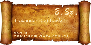 Brabander Szilamér névjegykártya